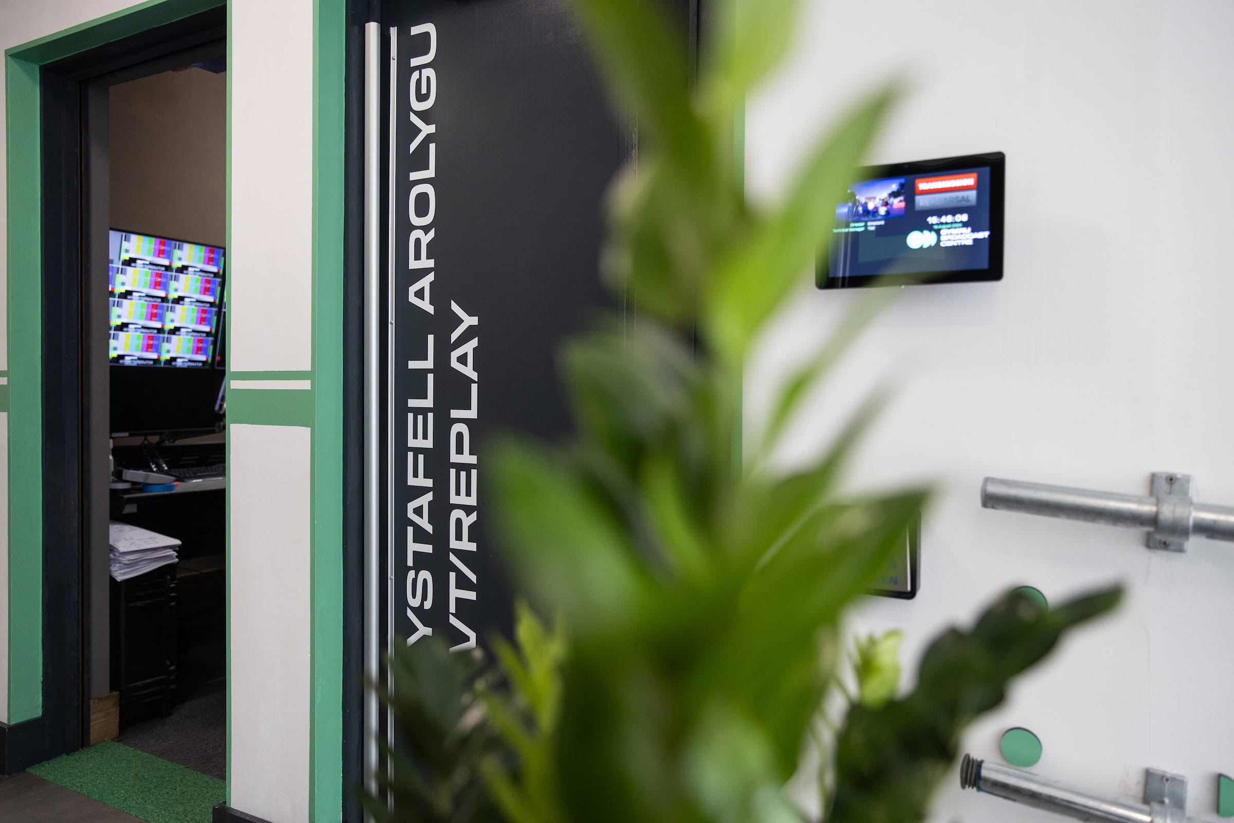 VT/Replay room door - Cymru Broadcast Centre Interior